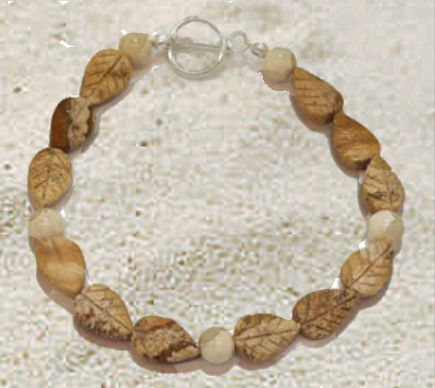 Desert Jasper and Fossil Beads Bracelet